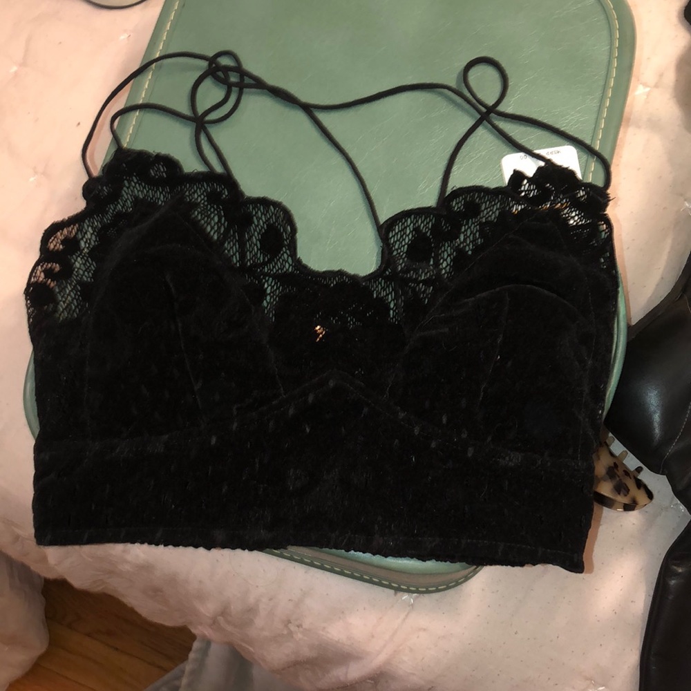 Free People black velour bralette